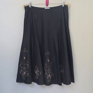 Allison Taylor Black Skirt with Colorful Embellishments